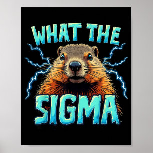 Poster Dia da Marmota Retro Sigma Meme Engraçado Dia da M