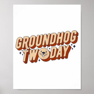 Poster Dia da Marmota Retrô Vintage Engraçado Pun Animal