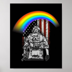 Poster Dia da memória bandeira americana arco-íris lgbtq