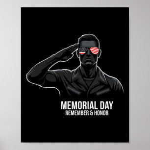 Poster Dia da Memória Bandeira EUA Lembrar Honra Premium