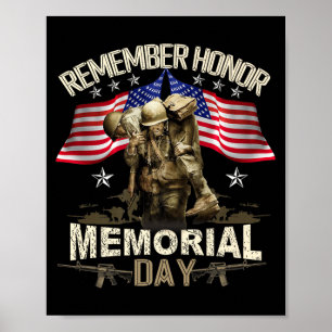 Poster Dia da Memória Bandeira EUA Lembrar Honrar Patriot