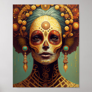 Poster Dia Da Mulher Do Crânio Do Açúcar Morta