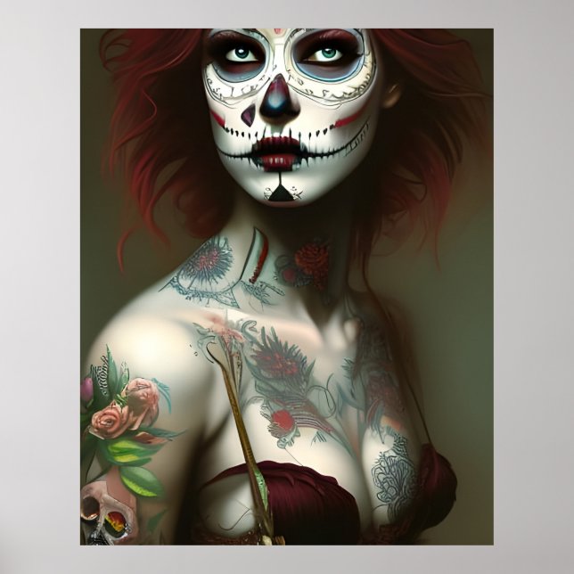 Poster Dia da Mulher Morta com Tatuagens (Frente)