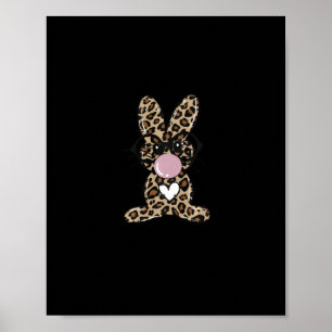 Poster Dia da Páscoa de Goma de Bolha de Coelho Leopardo