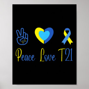 Poster Dia da Síndrome de Abaixo Amarelo Azul T21 Peace L