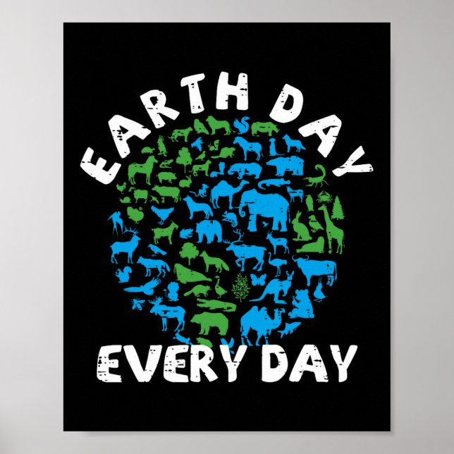 Poster Dia da Terra Amantes de os animais na Terra (Frente)