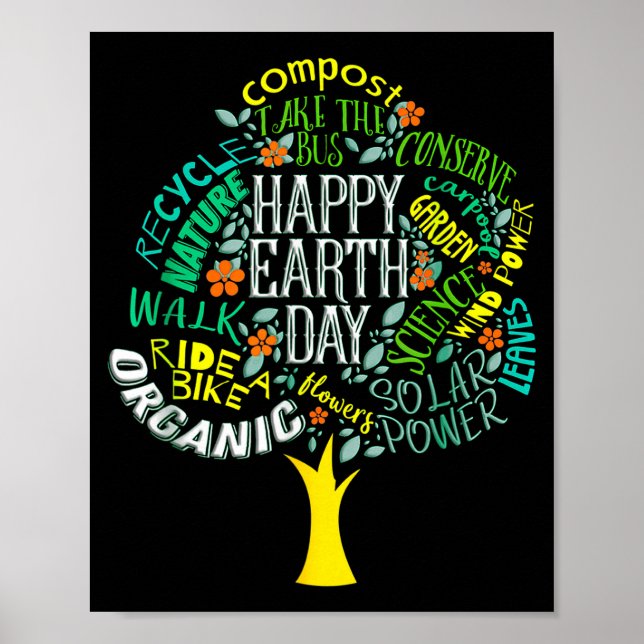 Poster Dia da Terra árvore salvar inspiração da Terra (Frente)