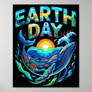 Poster Dia da Terra baleia conservação da natureza oceano