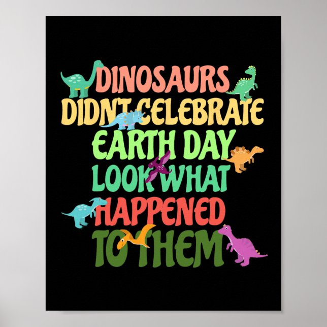 Poster Dia da Terra Crianças Festa do Dia da Terra Dinoss (Frente)