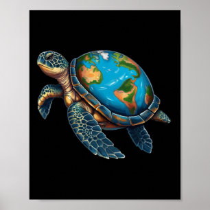 Poster Dia da Terra da Tartaruga do Mar Salve o Planeta M