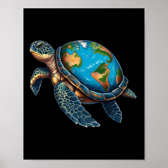 Poster Dia da Terra da Tartaruga do Mar Salve o Planeta M (Frente)