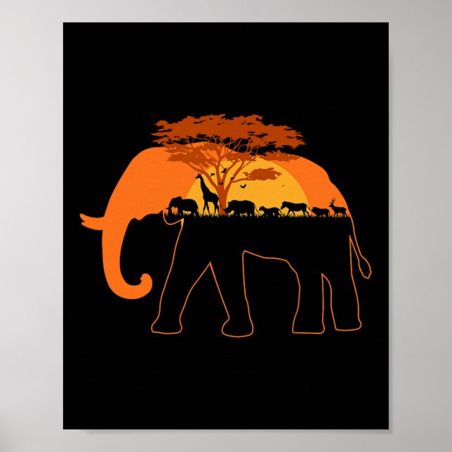 Poster Dia da Terra dos Animais da África Elefante (Frente)