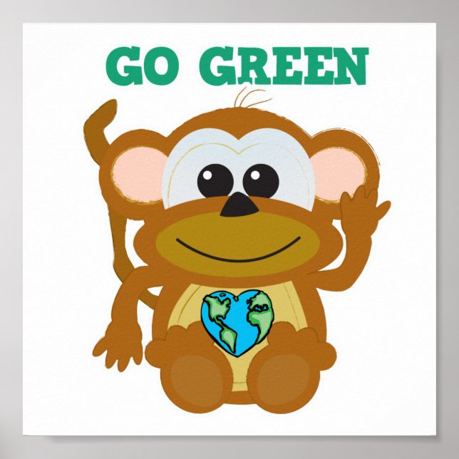Poster Dia da Terra Ir Macaco Verde Goofkins (Frente)
