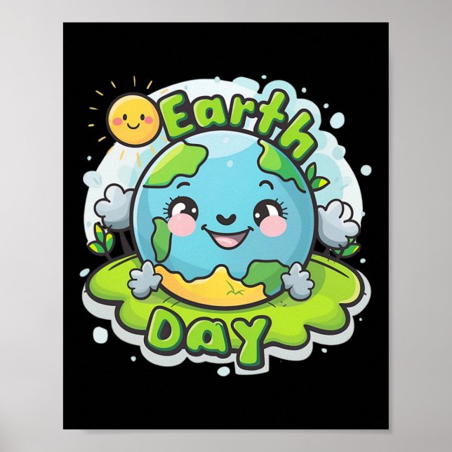 Poster Dia da Terra para Crianças Engraçadas no Dia da Te (Frente)