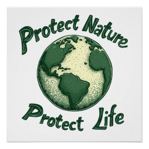 Póster Dia da Terra Retroativa - Proteger a Natureza, Pro