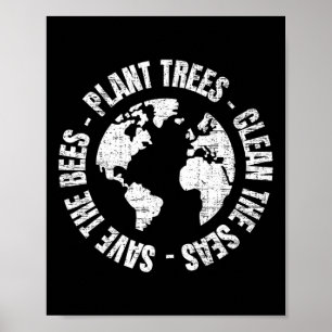 Poster Dia da Terra Salva Árvores Plantadoras Limpas do M