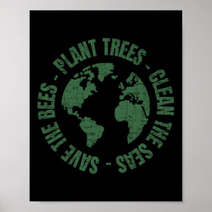 Poster Dia da Terra Salva Árvores Plantadoras Limpas do M