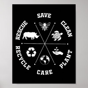 Poster Dia da Terra Salvar Abelhas Salvando Animais Recic