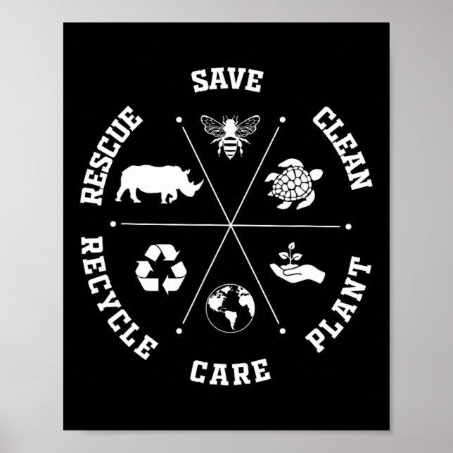Poster Dia da Terra Salvar Abelhas Salvando Animais Recic (Frente)