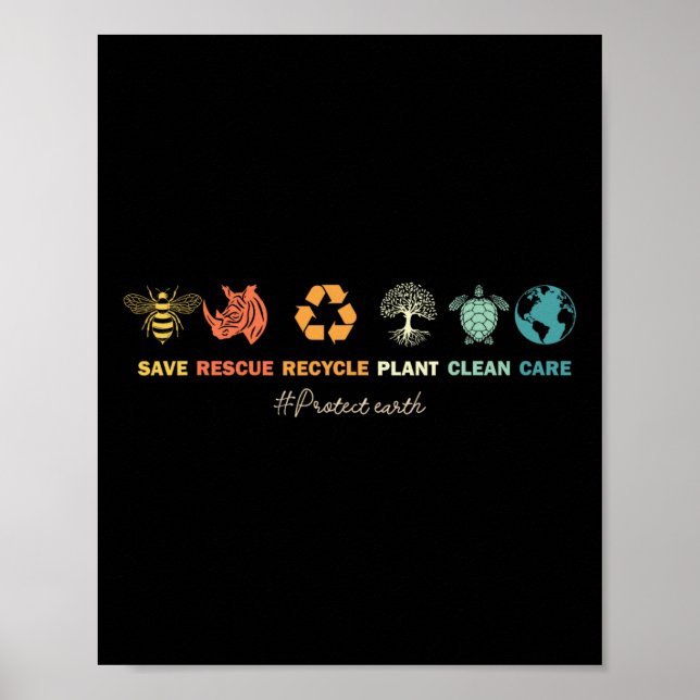 Poster Dia da Terra Salvar Abelhas Salvando Animais Recic (Frente)
