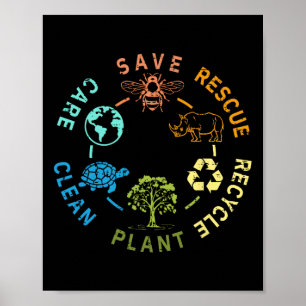 Poster Dia da Terra Salvar Abelhas Salvando Animais Recic