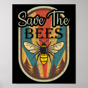 Poster Dia da Terra Salve As Abelhas Gráfico Retroativo D