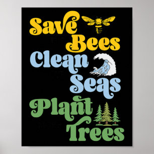 Poster Dia da Terra Salve As Abelhas Plantam Mais Árvores