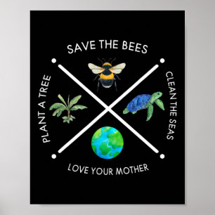 Poster Dia da Terra Salve As Abelhas Plantam Mais Árvores