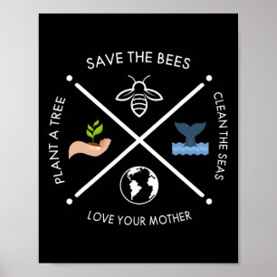 Poster Dia da Terra Salve As Abelhas Plantam Mais Árvores