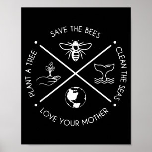 Poster Dia da Terra Salve as Abelhas Plante Mais Árvores 