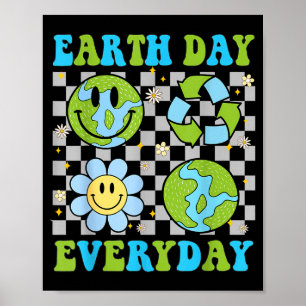 Poster Dia da Terra todos os dias recicle planeta floral