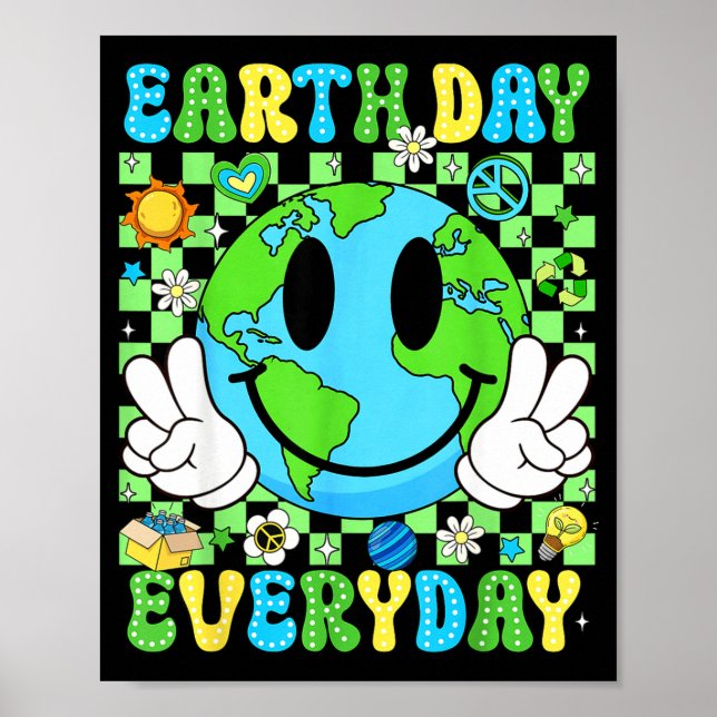 Poster Dia da terra todos os dias rosto sorridente engraç (Frente)