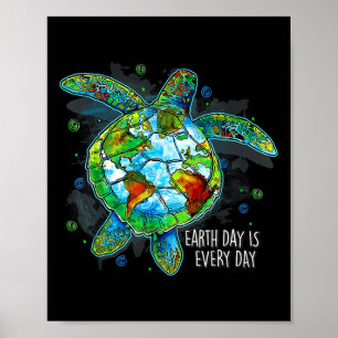 Poster Dia da Terra Todos Os Dias Tartaruga Marinha Engra
