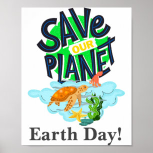 Poster Dia da Terra Todos os Dias Vá Verde Salve o Nosso