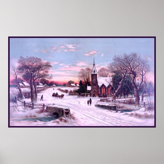 Póster Dia da Véspera de Natal dos Serviços da Igreja (Frente)