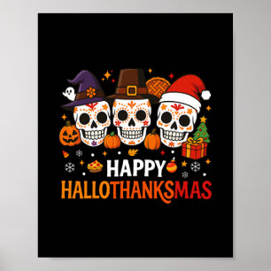 Poster Dia das Bruxas Ação de Graças Natal Feliz Hallotha