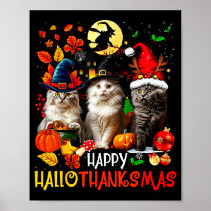 Poster Dia das Bruxas Ação de Graças Natal Feliz Hallotha