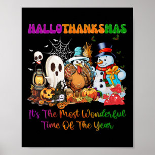 Poster Dia das Bruxas Dia de Ação de Graças Natal Feliz H