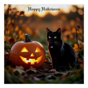 Póster Dia das Bruxas. Gato