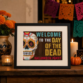 Poster Dia das Caveiras do Dia dos Mortos Halloween Bem-V