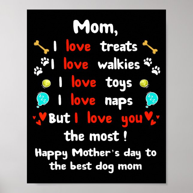 Poster Dia das mães mamãe de cachorro fofo feminino, feli (Frente)