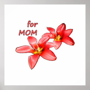 Poster Dia das Mães - Tulipas Para a Mamãe - Ilustração  