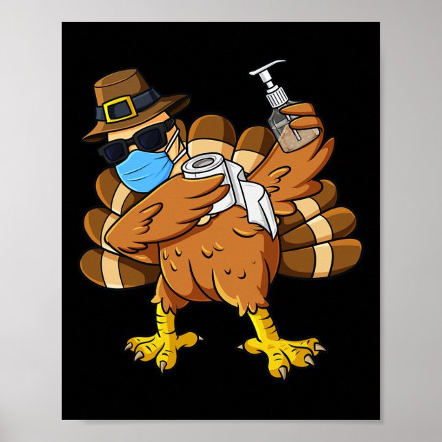 Poster Dia de Ação de Graças Dabbing Turkey Pergrim Boys  (Frente)