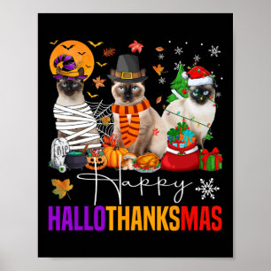 Poster Dia de Ação de Graças de Halloween de Siamese Cat