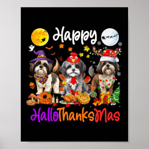 Poster Dia de Ação de Graças de Halloween Shih Tzu Dog Ha