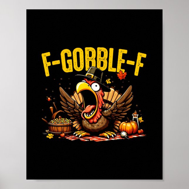 Poster Dia de Ação de Graças F-gobble-f Peru Divertido Ab (Frente)