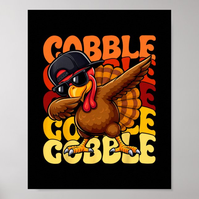 Poster Dia de Ação de Graças Feliz Dia do Peru Gobble Gob (Frente)