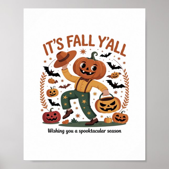 Poster Dia de as Bruxas engraçado Autumn Cute It's Fall Y (Frente)