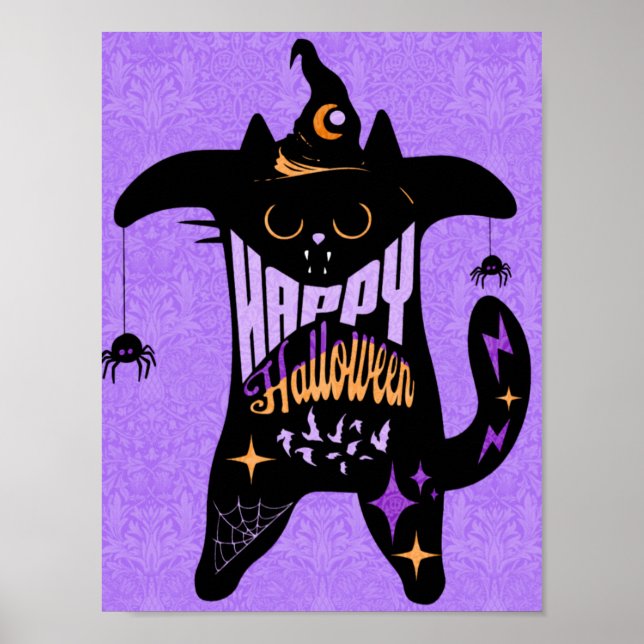 Poster Dia de as Bruxas engraçado de Bruxa Negra (Frente)