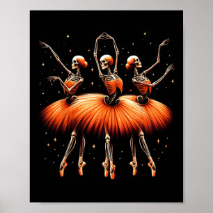 Poster Dia de as Bruxas engraçado de dança do esqueleto B
